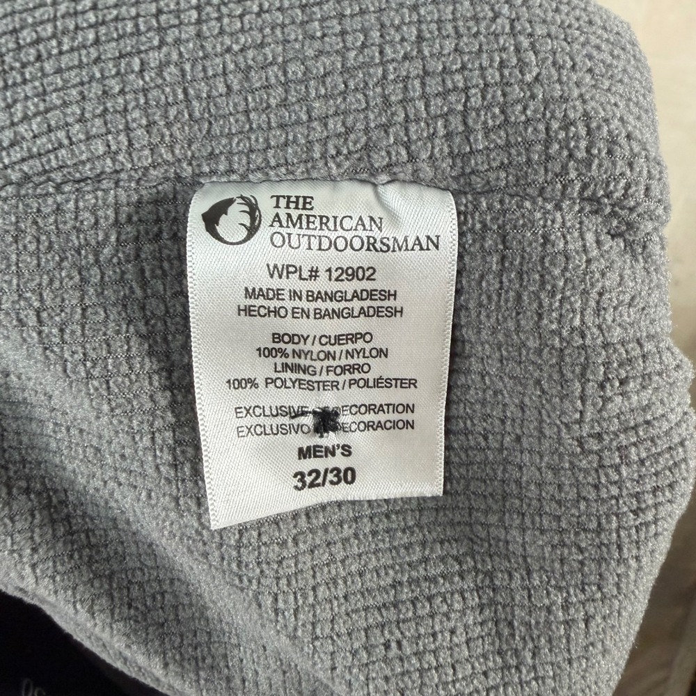 The American Outdoorsman Cargo Pants Mens 32x30 Black Adjustable Fleece Lined - Picture 4 of 9